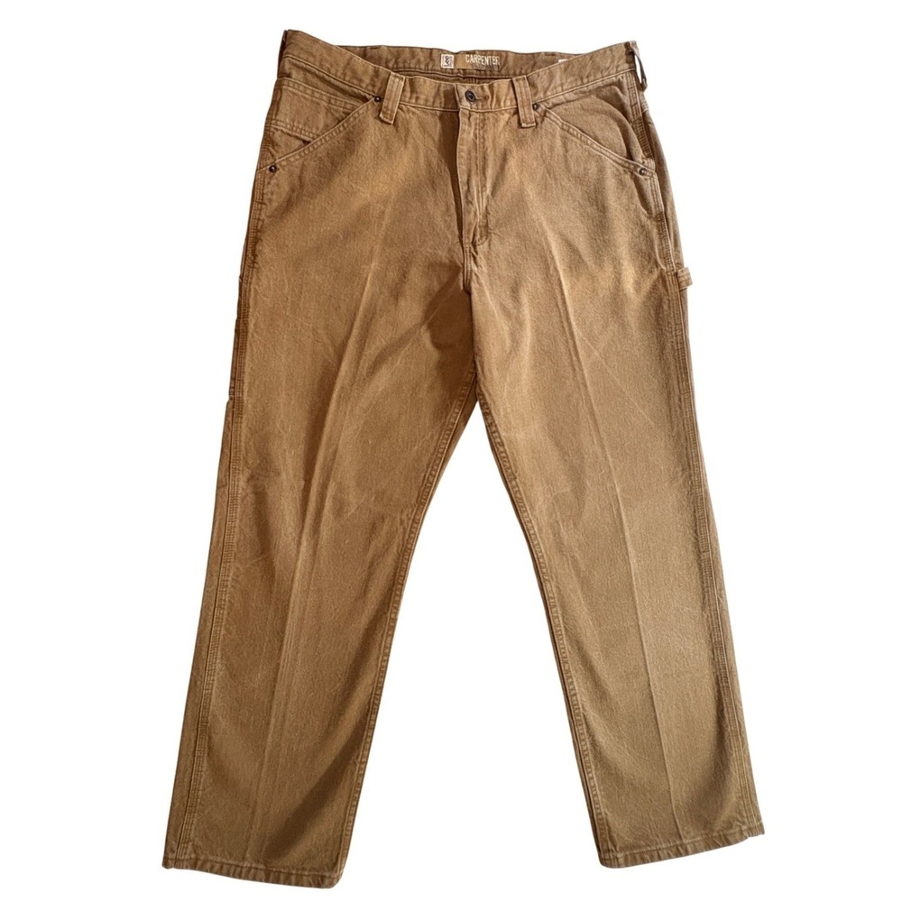 Lee Carpenter Pants Mens 38x32 Brown Duck Canvas Dungarees Work Utility Jeans